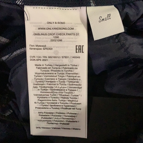 ASOS Only & Sons Check Trouser With Drawstring in Blue and Windowpane Print Sm. - Picture 8 of 11